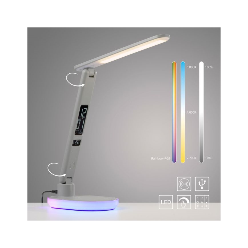 JUST LIGHT. 11018-16 - Lampada da tavolo dimmerabile a tocco LED RGBW con ricarica wireless TINA LED/4W/230V bianca