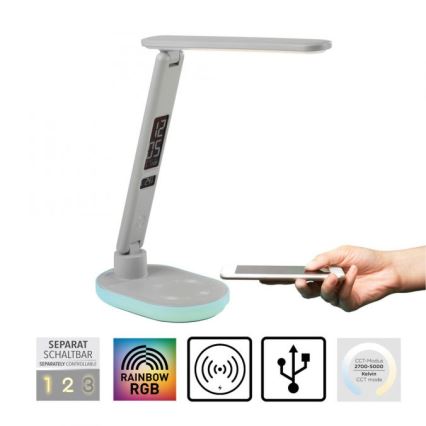 JUST LIGHT. 11018-16 - Lampada da tavolo dimmerabile a tocco LED RGBW con ricarica wireless TINA LED/4W/230V bianca