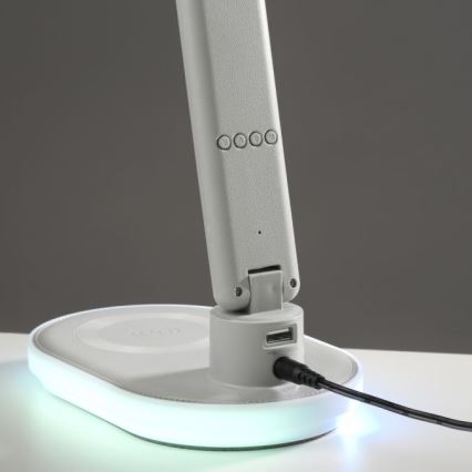 JUST LIGHT. 11018-16 - Lampada da tavolo dimmerabile a tocco LED RGBW con ricarica wireless TINA LED/4W/230V bianca