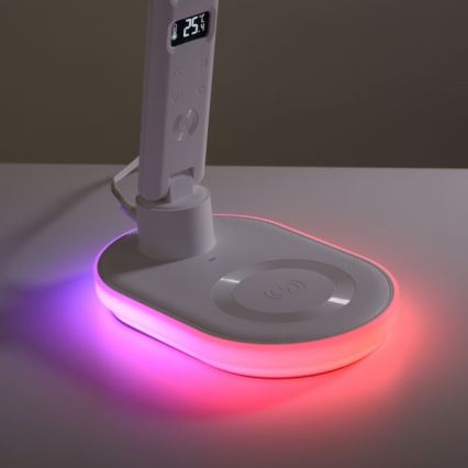 JUST LIGHT. 11018-16 - Lampe de bureau tactile LED RGBW avec chargement sans fil TINA LED/4W/230V blanche