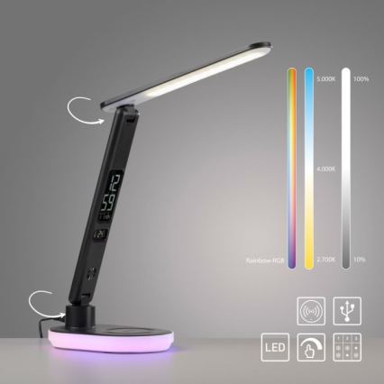 JUST LIGHT. 11018-18 - Dimmbare LED-RGBW-Tischleuchte mit Touch-Funktion und kabelloser Aufladung TINA LED/4W/230V