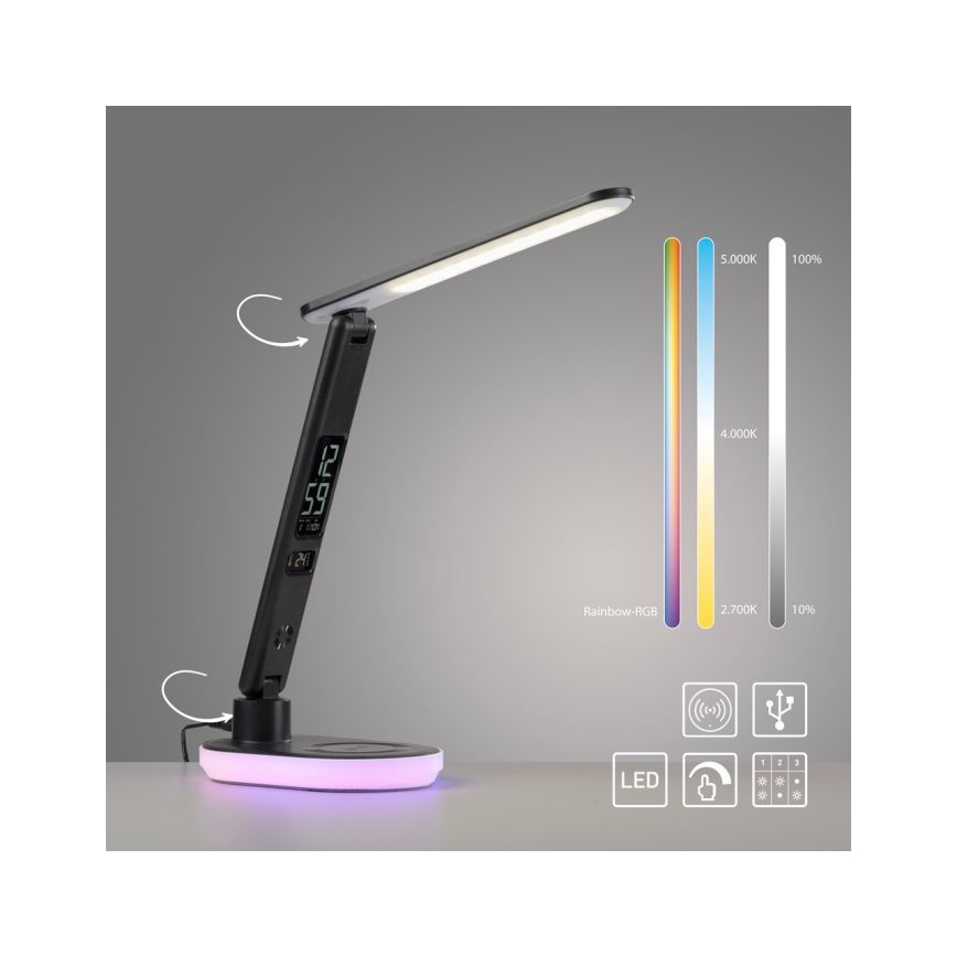 JUST LIGHT. 11018-18 - Dimmbare LED-RGBW-Tischleuchte mit Touch-Funktion und kabelloser Aufladung TINA LED/4W/230V