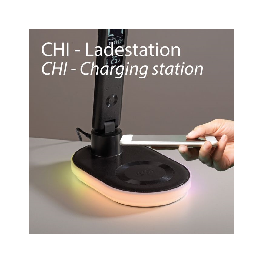 JUST LIGHT. 11018-18 - Dimmbare LED-RGBW-Tischleuchte mit Touch-Funktion und kabelloser Aufladung TINA LED/4W/230V
