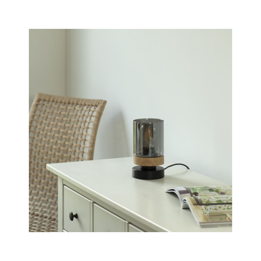 JUST LIGHT. 11310-18 - Tischleuchte PASQUAL 1xE27/40W/230V schwarz/Gummibaum