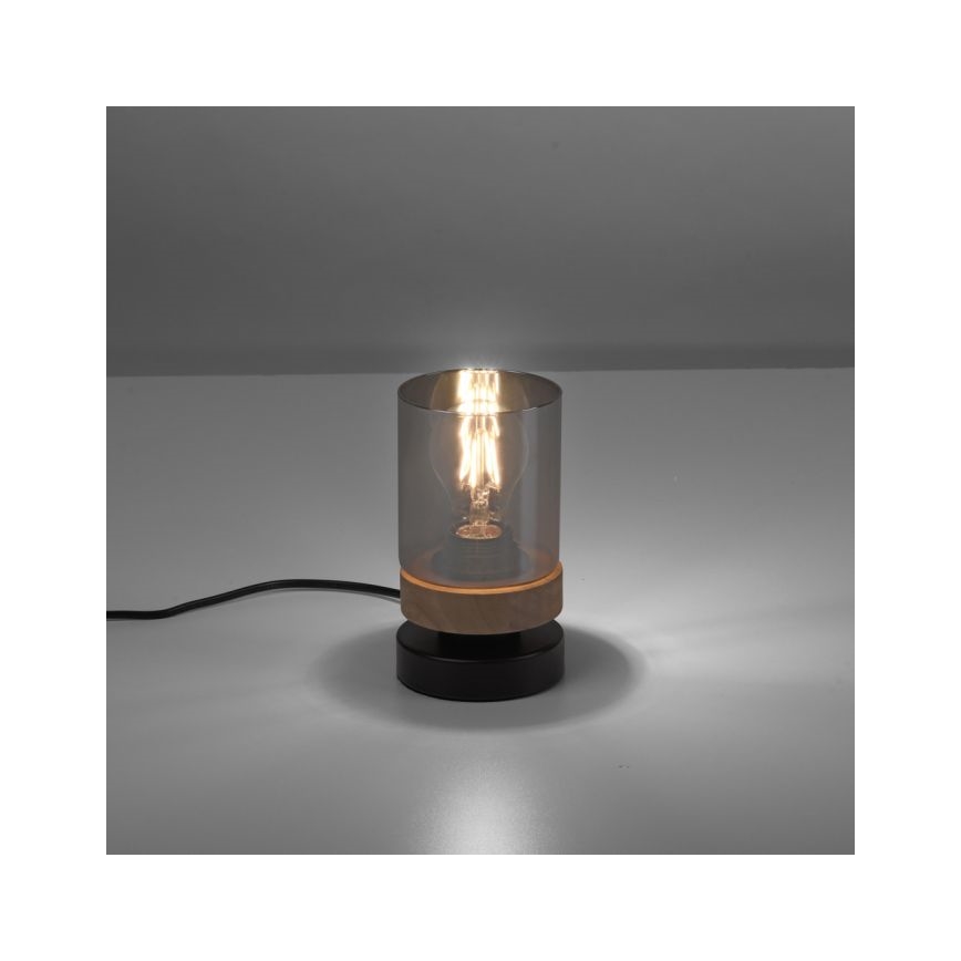 JUST LIGHT. 11310-18 - Tischleuchte PASQUAL 1xE27/40W/230V schwarz/Gummibaum