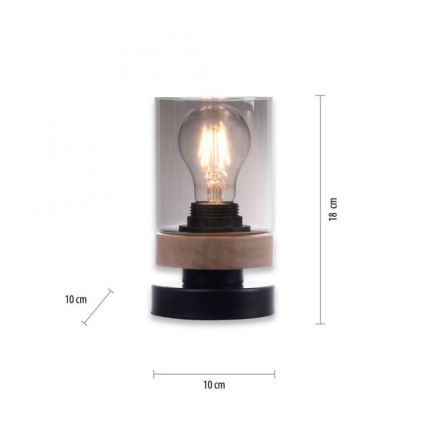 JUST LIGHT. 11310-18 - Tischleuchte PASQUAL 1xE27/40W/230V schwarz/Gummibaum