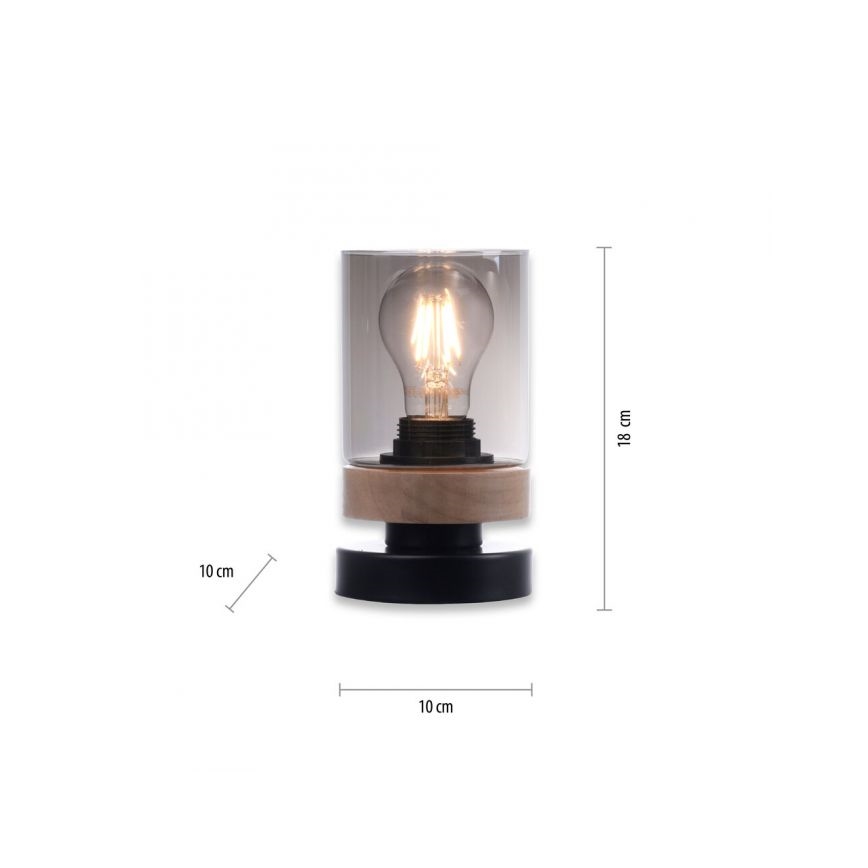 JUST LIGHT. 11310-18 - Tischleuchte PASQUAL 1xE27/40W/230V schwarz/Gummibaum