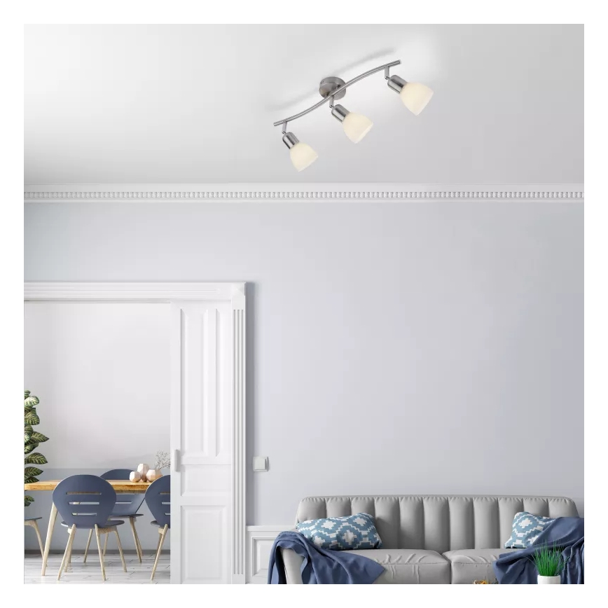 JUST LIGHT. 11953-55 - Faretto KARO 3xE14/40W/230V cromo opaco