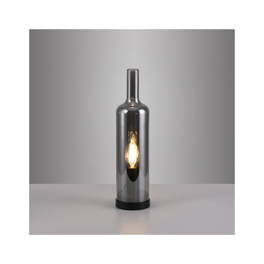 JUST LIGHT. 14006-25 - Lampe de table BOTTLE 1xE14/25W/230V noir/fumé