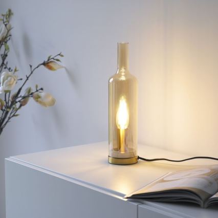 JUST LIGHT. 14006-27 - Lampe de table BOTTLE 1xE14/25W/230V beige/fumé