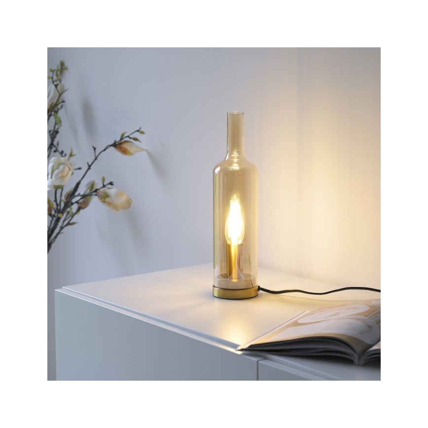 JUST LIGHT. 14006-27 - Lampe de table BOTTLE 1xE14/25W/230V beige/fumé