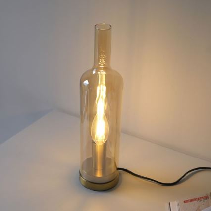 JUST LIGHT. 14006-27 - Tischlampe BOTTLE 1xE14/25W/230V beige/rauchfarben