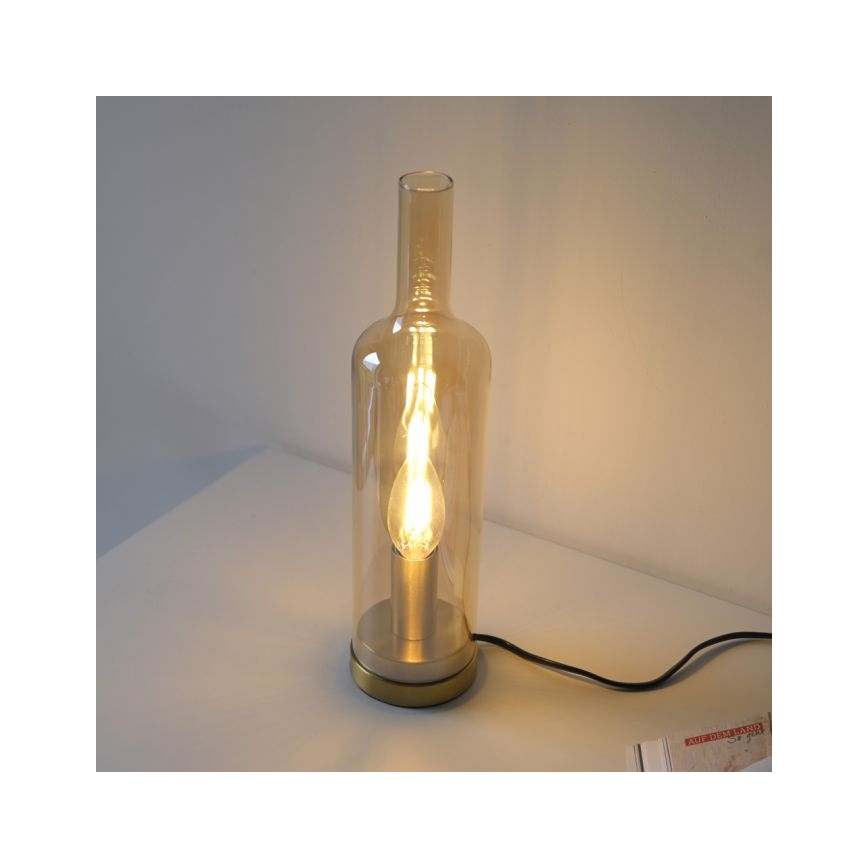 JUST LIGHT. 14006-27 - Tischlampe BOTTLE 1xE14/25W/230V beige/rauchfarben