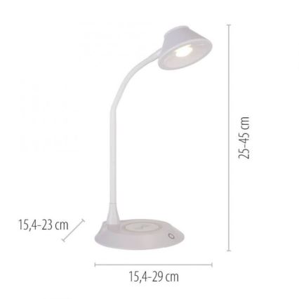 JUST LIGHT. 14414-16 - LED-dimmbare, flexible Tischlampe mit Touch-Bedienung und kabelloser Ladefunktion PUCKI LED/4,5W/230V weiß