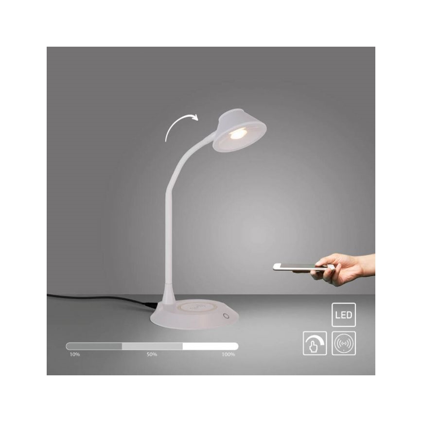 JUST LIGHT. 14414-16 - Lampe de table LED dimmable, tactile et flexible avec charge sans fil PUCKI LED/4,5W/230V blanche