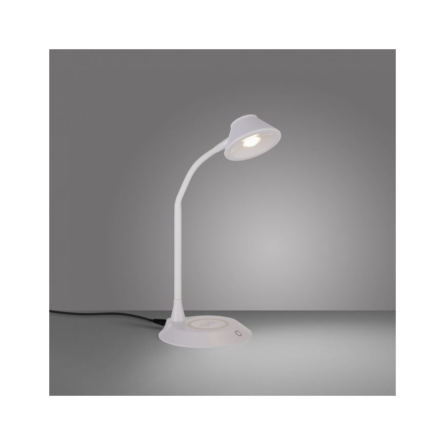 JUST LIGHT. 14414-16 - Lampe de table LED dimmable, tactile et flexible avec charge sans fil PUCKI LED/4,5W/230V blanche