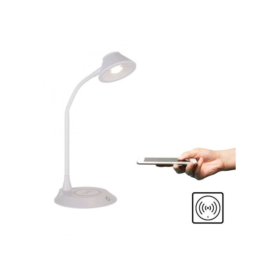 JUST LIGHT. 14414-16 - Lampe de table LED dimmable, tactile et flexible avec charge sans fil PUCKI LED/4,5W/230V blanche