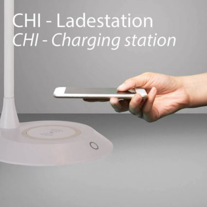 JUST LIGHT. 14414-16 - Lampe de table LED dimmable, tactile et flexible avec charge sans fil PUCKI LED/4,5W/230V blanche