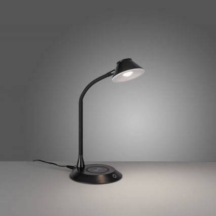 JUST LIGHT. 14414-18 - Lampe de bureau LED tactile et dimmable, flexible, avec charge sans fil PUCKI LED/4,5W/230V noire