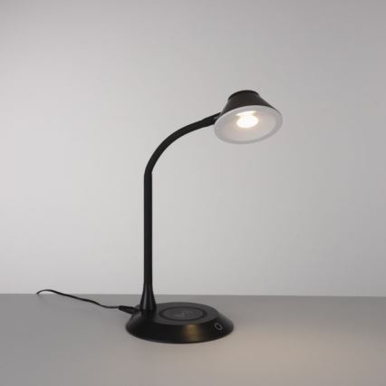 JUST LIGHT. 14414-18 - Lampe de bureau LED tactile et dimmable, flexible, avec charge sans fil PUCKI LED/4,5W/230V noire