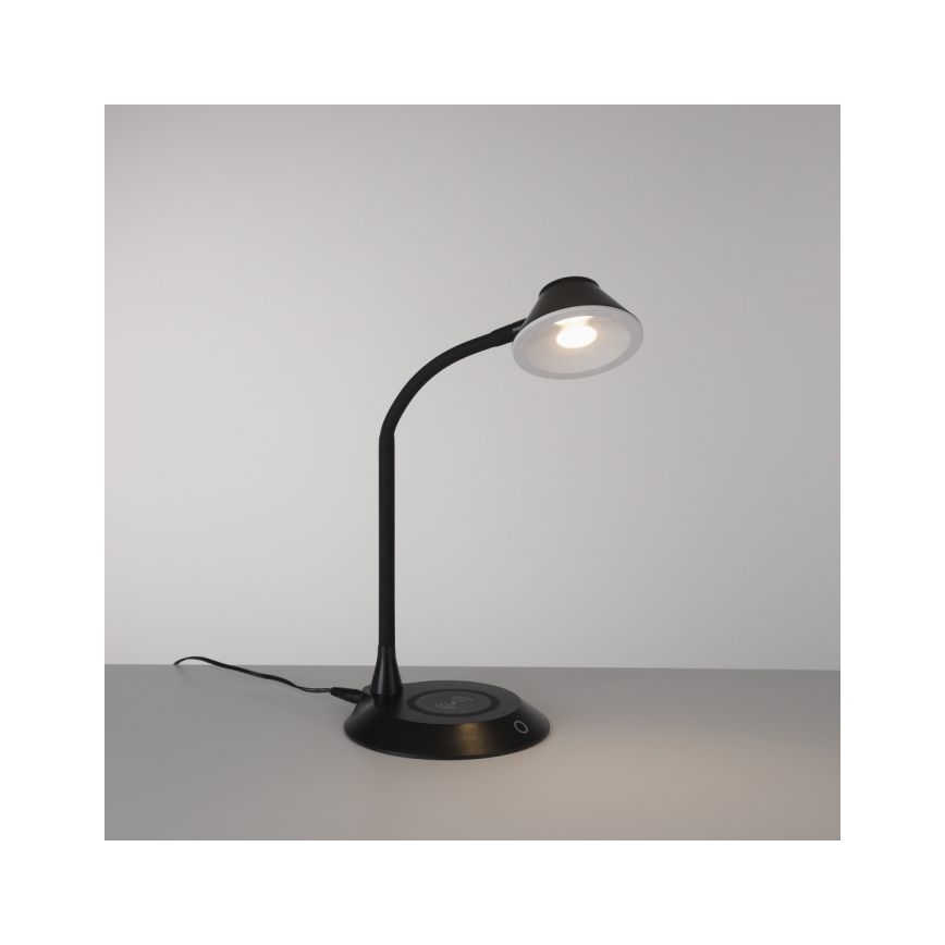 JUST LIGHT. 14414-18 - LED Dimmbare flexible Touch-Tischlampe mit kabellosem Laden PUCKI LED/4,5W/230V schwarz
