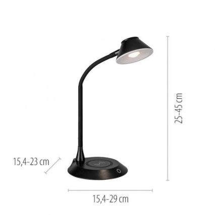 JUST LIGHT. 14414-18 - LED Dimmbare flexible Touch-Tischlampe mit kabellosem Laden PUCKI LED/4,5W/230V schwarz