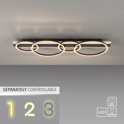 JUST LIGHT. 14426-21 - Plafonnier LED CICHIO LED/37W/230V + LED/9,5W 30x86 cm noir