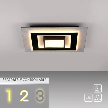JUST LIGHT. 14439-21 - Plafoniera LED CICHIO LED/18,5W/230V + LED/9W 40x40 cm nero