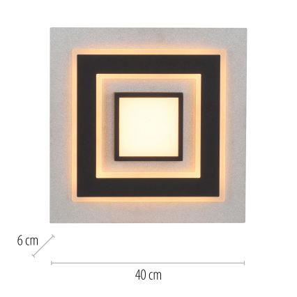 JUST LIGHT. 14439-21 - Plafoniera LED CICHIO LED/18,5W/230V + LED/9W 40x40 cm nero