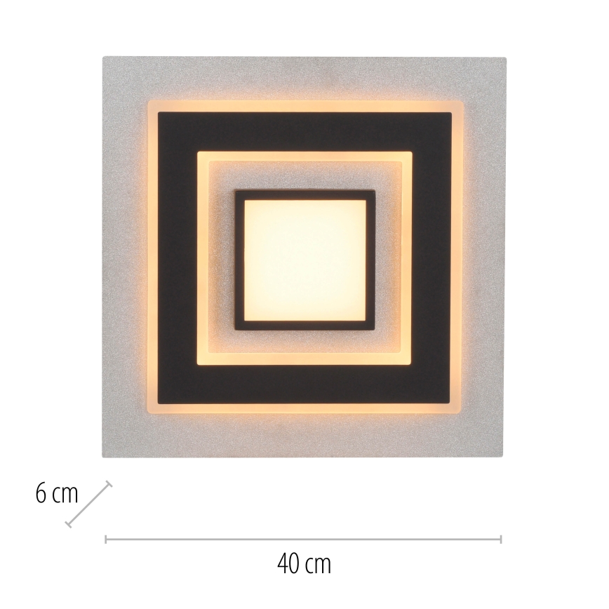 JUST LIGHT. 14439-21 - Plafoniera LED CICHIO LED/18,5W/230V + LED/9W 40x40 cm nero