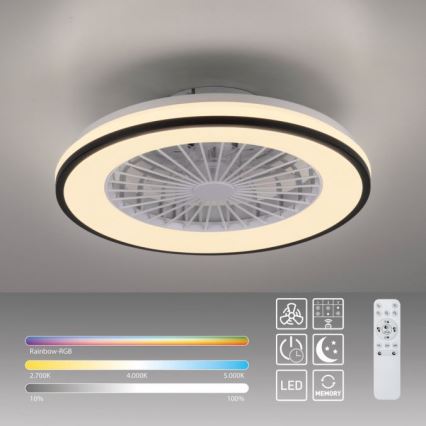 JUST LIGHT. 14447-18 - LED RGBW Ventilatore a soffitto dimmerabile con luce LENO LED/44W/230V 3000-6500K diametro 48,6 cm bianco + telecomando