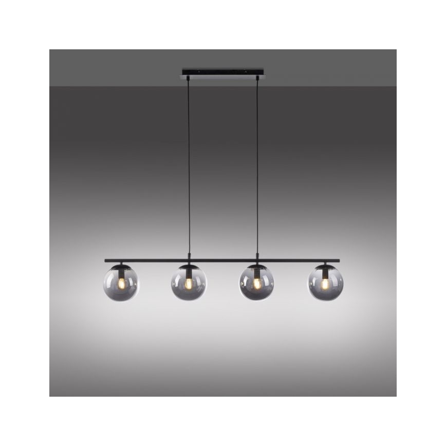 JUST LIGHT. 14604-18 - Lampadario a sospensione con filo WIDOW 4xE14/25W/230V nero