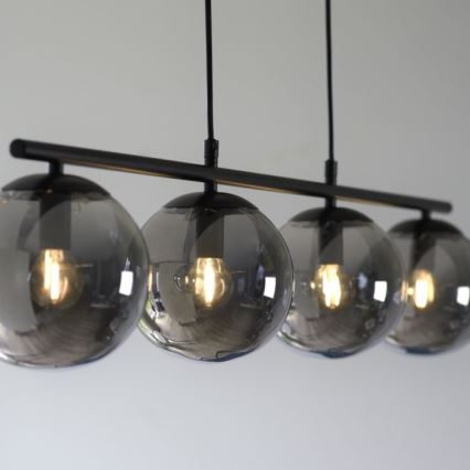 JUST LIGHT. 14604-18 - Lampadario a sospensione con filo WIDOW 4xE14/25W/230V nero