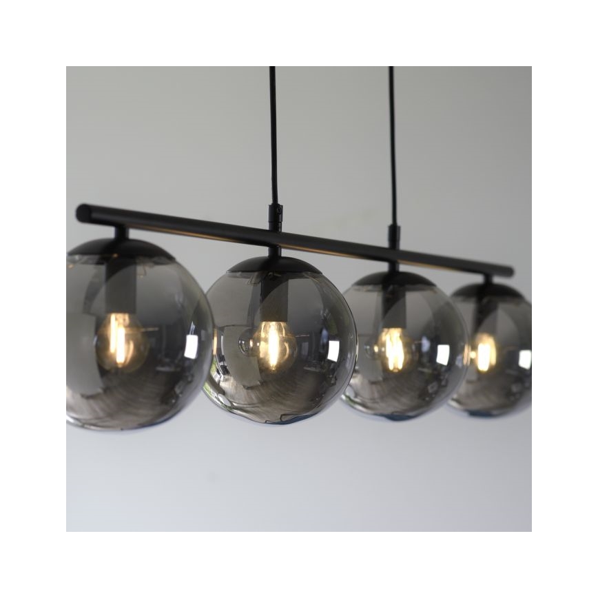 JUST LIGHT. 14604-18 - Lampadario a sospensione con filo WIDOW 4xE14/25W/230V nero
