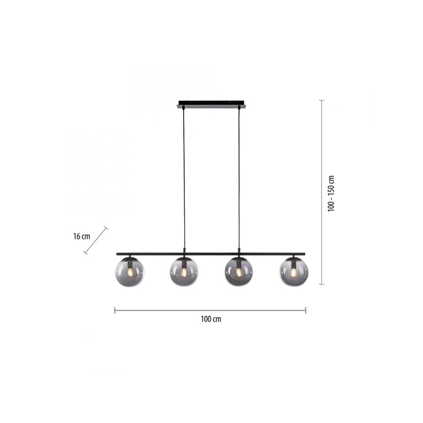 JUST LIGHT. 14604-18 - Lampadario a sospensione con filo WIDOW 4xE14/25W/230V nero