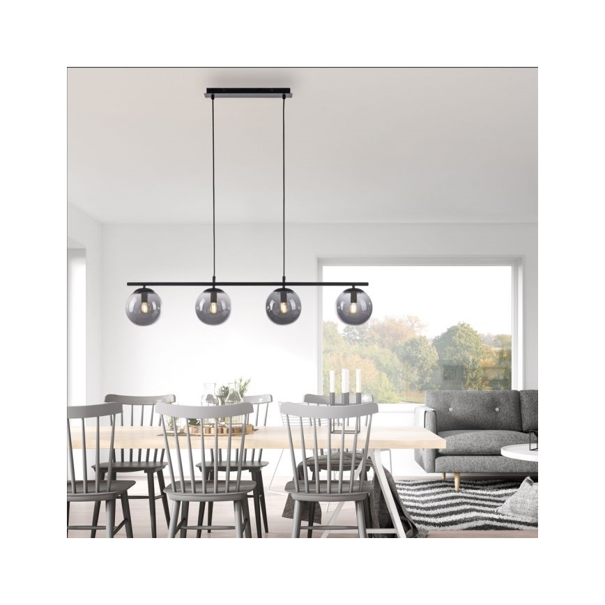 JUST LIGHT. 14604-18 - Suspension filaire WIDOW 4xE14/25W/230V noir