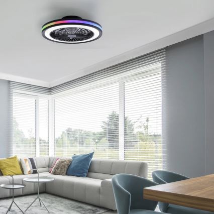 JUST LIGHT. 14649-18 - LED RGBW Ventilatore a soffitto dimmerabile con luce BRANDON LED/36W/230V 2700-5000K diametro 46,5 cm nero + telecomando