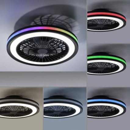 JUST LIGHT. 14649-18 - LED RGBW Ventilatore a soffitto dimmerabile con luce BRANDON LED/36W/230V 2700-5000K diametro 46,5 cm nero + telecomando
