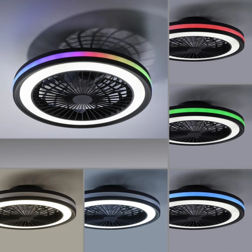 JUST LIGHT. 14649-18 - LED RGBW Ventilatore a soffitto dimmerabile con luce BRANDON LED/36W/230V 2700-5000K diametro 46,5 cm nero + telecomando
