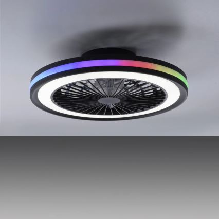 JUST LIGHT. 14649-18 - LED RGBW Ventilatore a soffitto dimmerabile con luce BRANDON LED/36W/230V 2700-5000K diametro 46,5 cm nero + telecomando