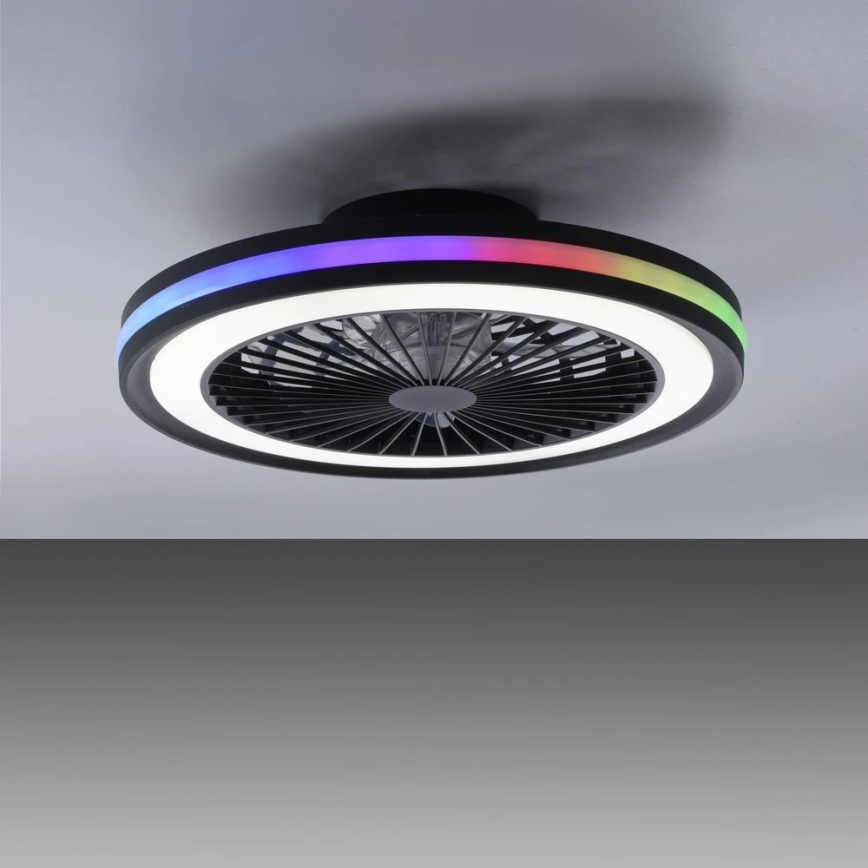 JUST LIGHT. 14649-18 - LED RGBW Ventilatore a soffitto dimmerabile con luce BRANDON LED/36W/230V 2700-5000K diametro 46,5 cm nero + telecomando