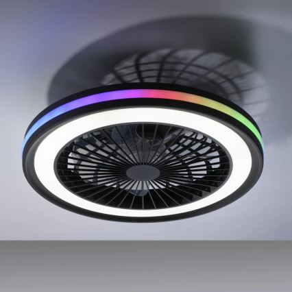 JUST LIGHT. 14649-18 - LED RGBW Ventilatore a soffitto dimmerabile con luce BRANDON LED/36W/230V 2700-5000K diametro 46,5 cm nero + telecomando