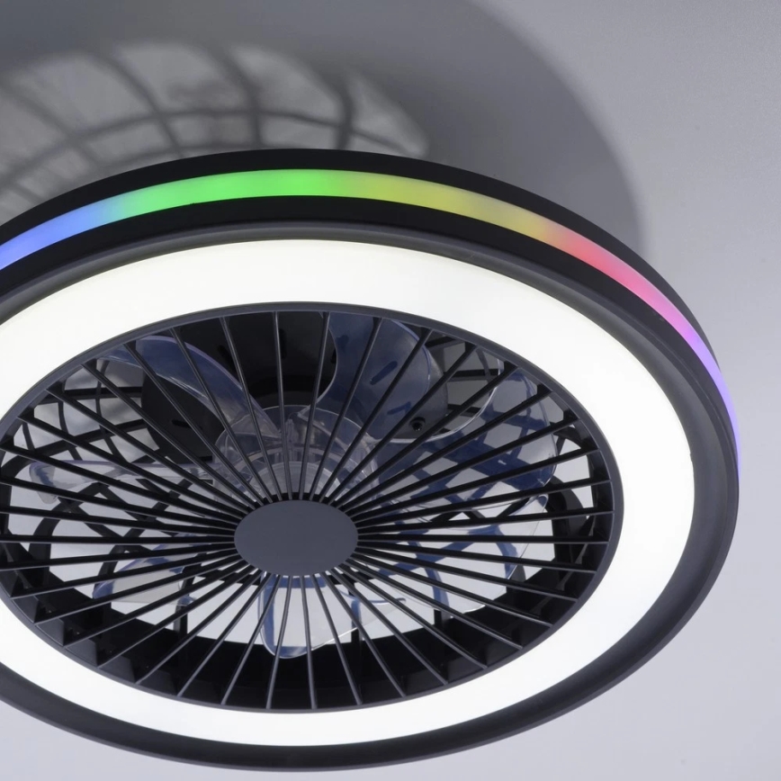 JUST LIGHT. 14649-18 - LED RGBW Ventilatore a soffitto dimmerabile con luce BRANDON LED/36W/230V 2700-5000K diametro 46,5 cm nero + telecomando