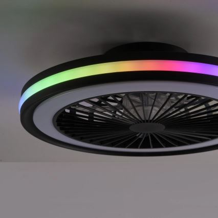 JUST LIGHT. 14649-18 - LED RGBW Ventilatore a soffitto dimmerabile con luce BRANDON LED/36W/230V 2700-5000K diametro 46,5 cm nero + telecomando