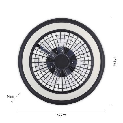 JUST LIGHT. 14649-18 - Ventilateur de plafond RGBW à intensité variable avec luminaire BRANDON LED/36W/230V 2700-5000K d. 46,5 cm noir + Télécommande