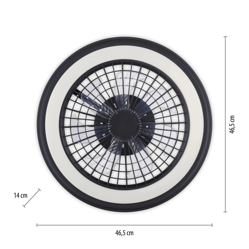 JUST LIGHT. 14649-18 - Ventilateur de plafond RGBW à intensité variable avec luminaire BRANDON LED/36W/230V 2700-5000K d. 46,5 cm noir + Télécommande