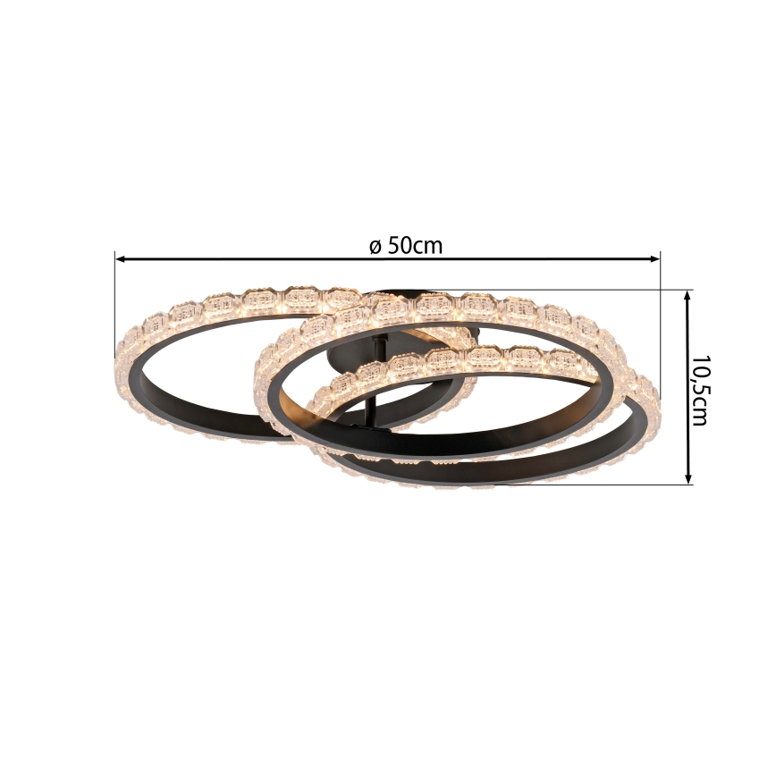 JUST LIGHT. 14734-18 - LED-Deckenleuchte GLITRA LED/37W/230V Ø 50 cm schwarz