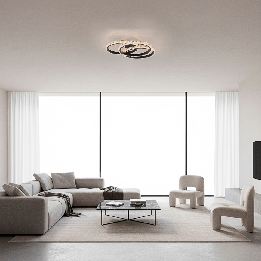 JUST LIGHT. 14734-18 - Plafonnier LED GLITRA LED/37W/230V Ø 50 cm noir