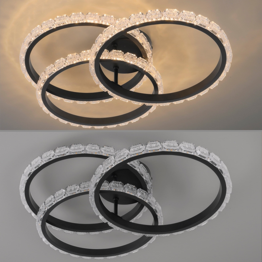 JUST LIGHT. 14734-18 - Plafonnier LED GLITRA LED/37W/230V Ø 50 cm noir