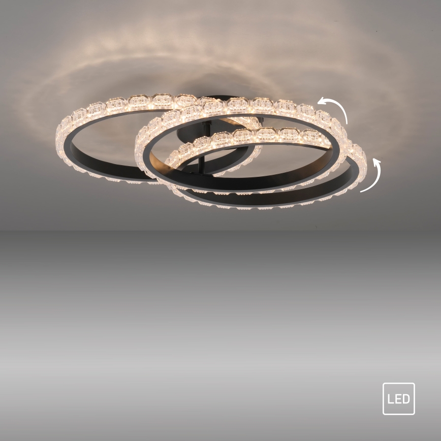 JUST LIGHT. 14734-18 - Plafonnier LED GLITRA LED/37W/230V Ø 50 cm noir
